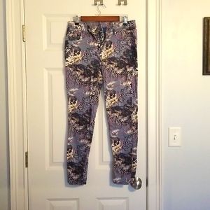 Simply Vera Wang, Pattern Kakhi Pants, Size 6, Blue, Purple, Black, White
